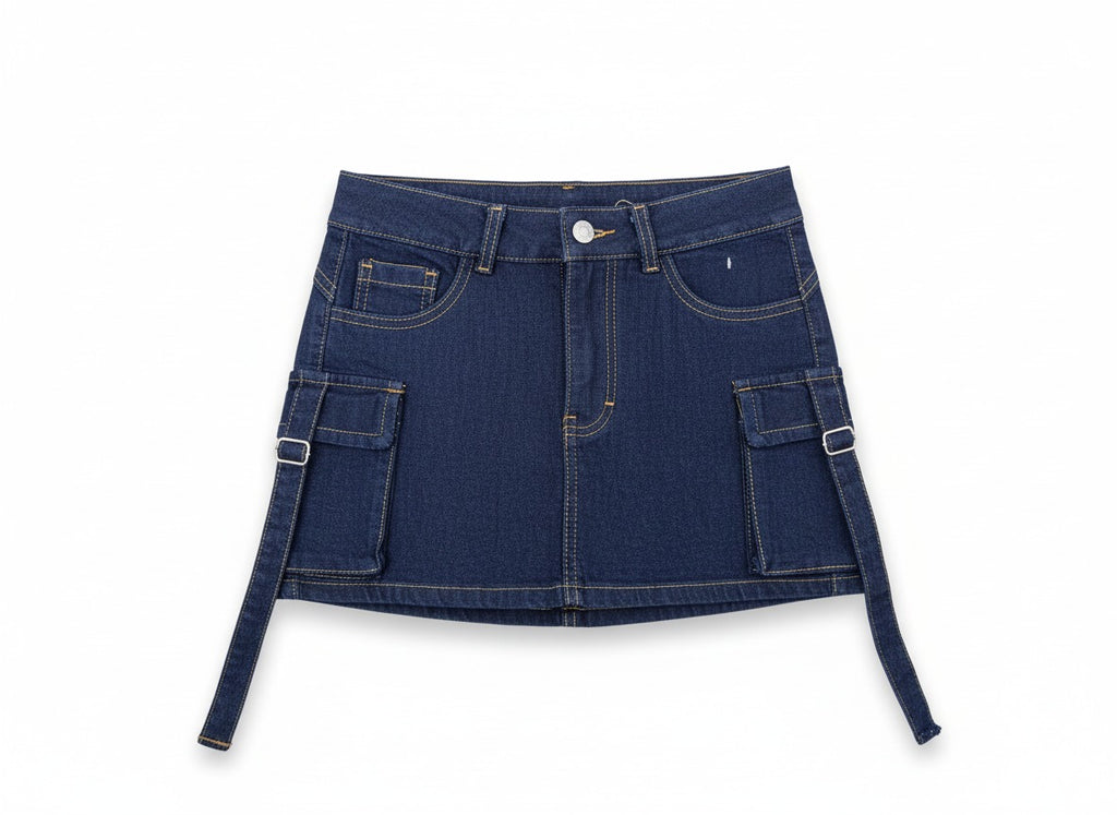 Falda Short Jean Cargo para Mujer