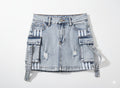 Falda Short Jean Cargo para Mujer