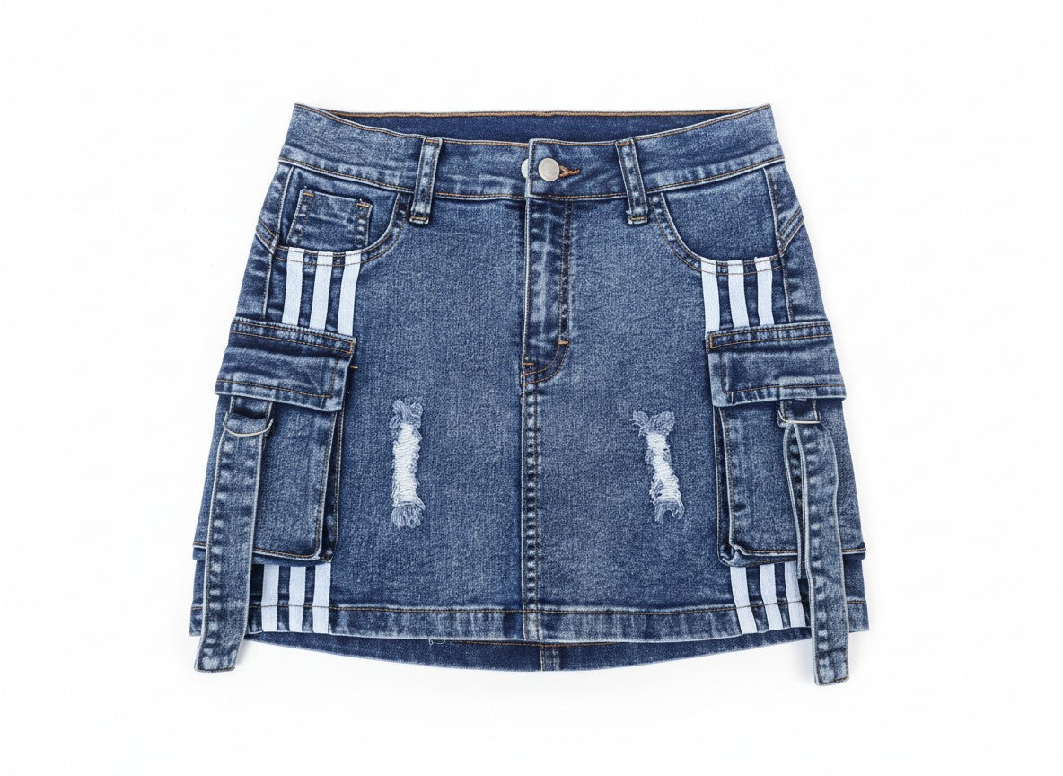 Falda Short Jean Cargo para Mujer